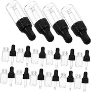 HOODANCOS 20Pcs Mini Dropper Bottles Transparent Vials Caps for Essential Oils Perfume and Liquid Storage Portable Travel Containers for Go Use