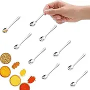 8 Pcs Tiny Stainless Steel - 7.5cm x 1.6cm Mini Condiment Spoons - Cute Small Spoons for Spice Jars, Salt, Sugar, Honey & Spices