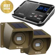 Solar Driveway Alarm, 1800Ft Wireless Motion Sensor, Weatherproof (1&2-Brown)
