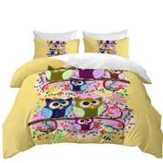 Children Cute Multi Colored Owls Quilt Cover