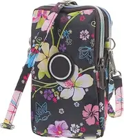 [WOFASHPURET] Crossbody Wallet Phone Bag, Cell Phone Shoulder, Canvas Small Vintage Printed Purse Mini Sports Arm Bag with Adjustable Strap for Women Travel