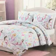 3pc Cynthia Rowley Mermaid FULL/Q Comforter Sham Princess Sea Turtle Seahorse