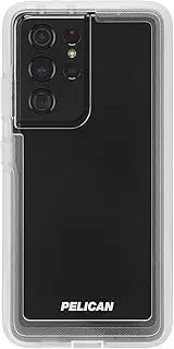 Pelican Voyager Series - Samsung Galaxy S21 Ultra Case [Wireless Charging Compatible] [Anti-Yellowing] Heavy Duty Phone Case with Belt Clip Holster Kickstand [18FT MIL-Grade Drop Protection] - Clear