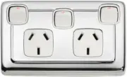 polished chrom double power point with additional 10 amp switch included TH5887