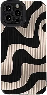 Beownest Soft Case for iPhone 15 Pro, Cute Simple Zebra Stripes Pattern Aesthetic Case Silicone Shockproof Phone Bumper Cover for Women Men -Black