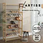 10-Tier Bamboo Shoe Rack Shelf Stand PVC mat Up to 50 Pairs Shoe Rack 5kg/tier