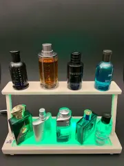 Glass LED Stand - 2 Tier Perfume Display for Fragrance Collection