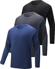 [YOIOWVY] Long Sleeve T Shirts for Men, 3/5/7 Multipack Long Sleeve Running Gym Tops Quick Dry UV Sun Protection T Shirts Long Sleeve for Men, 3 Pack-black,dark Gray,navy, S