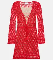 [Anna Kosturova] Anna Kosturova Bianca crochet cotton minidress AU 10 red