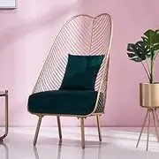Nordic Creative European Minimalist Simple Elegant Temperament Niche Personality Golden Hollow Leisure Comfortable Chair for Women Men Teen Boys and Girls Older (Color : Green)