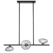 Zaria Black Smoked Glass 3 Light Horizontal Pendant