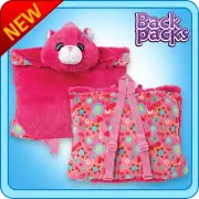 Authentic PillowPet Power Flower Cat Backpack for Notebook & Tablet Plush Toy