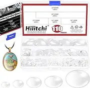 Hilitchi 110PCS 5 Sizes Oval Clear Glass Dome Tile Assortment Kits Clear Glass Cabochon Tiles Transparent Glass Dome Cabochons Flat Glass Bead Cabochon Tile for DIY Jewelry Photo Pendant Making
