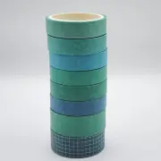 8 Pack Greens Washi 3 Mtr Rolls Craft Journal Scrapbooking Planner Diary Bujo