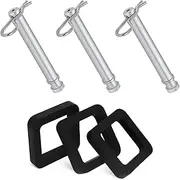 TS35010 Stainless Steel Trailer Hitch Pins and Clips for B&W 2" & 2.5" Receiver Trailer Hitches Tow & Stow Replacement Pins with 2 Inch Hitch Receiver Silencer Pad (3 Pack)