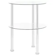 vidaXL 2-Tier Side Table Transparent 38 cm Tempered Glass HEE