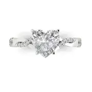 2.3ct Heart Cut Wedding Valentines Anniversary Promise Ring 14k White Solid Gold