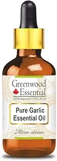 Greenwood Essential Pure Garlic Essential Oil (Allium sativum) with Glass Dropper Steam Distilled for Personal Care 100ml (3.38oz)