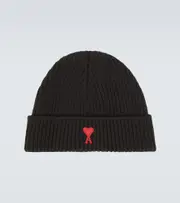 [Ami Paris] Ami Paris Ami De Caur ribbed-knit wool beanie One Size black