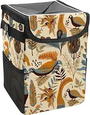 Car Trash Can with Lid and Storage Pockets Leak-Proof Organizer,Waterproof Garbage Can,Australian Animals and Plants