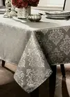 Benson Mills Twinkle Pewter Silver Medallion Cloth Tablecloth 60” X 104”