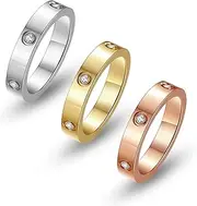 [Rinspyre] Love Friendship Ring 18K Gold Rings for Women Non Tarnish Silver Rose Plated Cubic Zirconia Stainless Steel Promise Ring Wedding Band Jewelry Birthday Gifts for Women