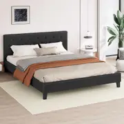 ALFORDSON Bed Frame Wooden Base Platform Fabric Charcoal - Double Size