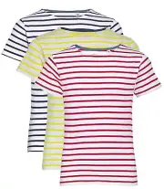 Boys Girls Childs Childrens Kids Blue White Red Striped t Cotton T-Shirt Tshirt