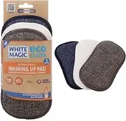 White Magic Eco Cloth Washing Up Pad 3 pack, Hampton - Double-Sided, Non-Scratch for Tough Messes & Gentle Cleaning, Machine Washable, Multi-Purpose Scrubbing Pads for Dishes & Surfaces
