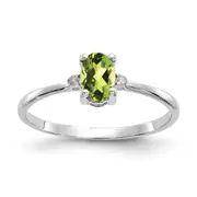 Solid 14k White Gold Simulated CZ & Peridot Birthstone Ring