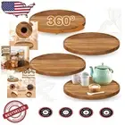 Versatile 4-Piece Acacia Wood Lazy Susan Turntable - 14 Inch for Kitchen Storage
