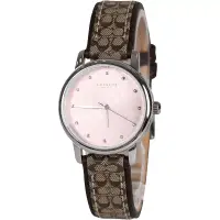 在飛比找博客來優惠-COACH 滿版logo織布錶帶腕錶-卡其粉