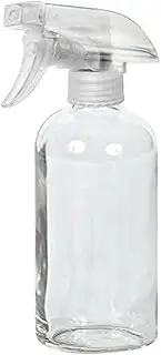 Traderight Glass Spray Bottle, 4 x 500ml Clear Boston Glass Bottles with Clear Trigger Spray,Clear Empty Refillable Sprayer Container for Cleaning,Essential Oils,Liquids,Cleaning Solutions(Pack of 4)