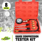 8X Compression Gauge Compression Tester Kit w/Adapters for Car Truck Motorcycle
