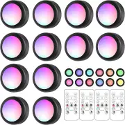 LED Puck Lights with Remote Control 16 Color Changeable under Cabinet Lights
