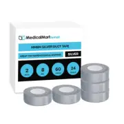 24 Rls Silver Heavy Adhesive Duct Tape 2" x 60 Yards 8 Mil Utility Grade Tape