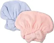 LOLIPPYY 2Pcs Coral Fleece Hair Towel Wrap Bowknot Design Quick Drying Hair Caps for Bathing and Make Up Super Absorbent Hair Drying Towels for All Hair