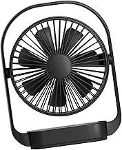 Portable Fan Rechargeable, 4000mAh Desk Fan with Light, 4 Speeds Mini Table Fan USB Battery Operated Quiet, Small Fan Cooling for Home Office Travel, Black