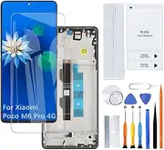 H&LYCYJ Display Screen for Xiaomi Poco M6 Pro 4G TFT 2312FPCA6G LCD Screen Replacement Assembly Kit (Black with Frame, No Fingerprints)