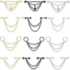 Double Piercing Chain Earrings Industrial Tragus Helix Cartilage Bar Studs