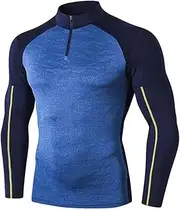 [Abigprofit] Men Jogging Sweatshirt Sport Jacket Zipper Long Sleeve T Shirt Compression Jogging Jacket Sea Blue-Camo1-3 XXL