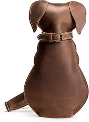 Hide & Play, Doggy Shape Backpack Handmade from Full Grain Leather - Pet Lover Accessory, Great for Travel & Everyday Use - Bourbon Brown, Bourbon Brown