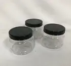 60 pcs Plastic Screw Top Round Storage Container Jars Jar w BLACK Lid 260ml BULK