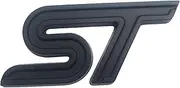 1pcs Metal New ST Car Emblem 3D Racing Decal Sport Turbo Badge Replacement for car (Black)