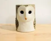 Owl2 Head Figurine Vase Pot Ceramic Stuff Succulent Flower Pen Pencil Home Décor