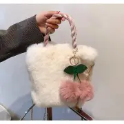 Cherry Faux Fur Handbag. Retro Purse