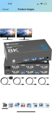 8K@60Hz KVM Switch 2 Monitors 2 Computers, USB3.0 DisplayPort KVM Switches, 4...