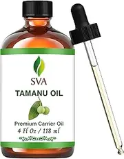 SVA Tamanu Oil - 4 Fl Oz – 100% Natural Cold Pressed Tamanu Oil - for Face, Skin Care, Hair Care, Scalp Massage & Body Massage – Carrier Oil with Dropper