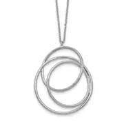 Sterling Silver Rhodium Brushed & Polished Necklace