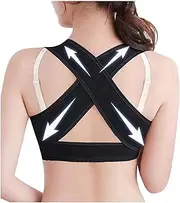 Women's Upper Back Support Invisible Posture Corrector Shoulder Neck Clavicle Back Support Chest Support Adult Spine Brace Corset Adjustable Orthotics Belt Hunchback Corrector(Black,Small)